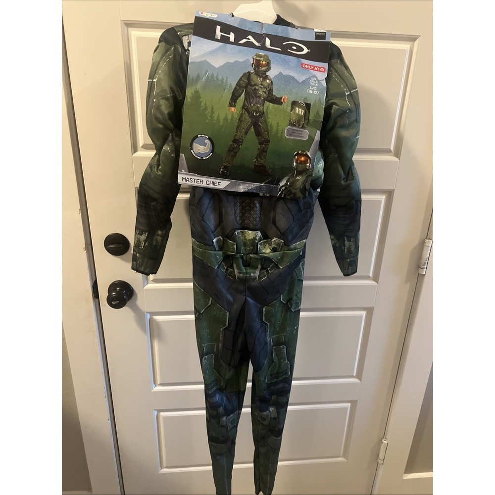HALO Infinite Master Chief  Kids Costume Jumpsuit & Mask Large 10/12